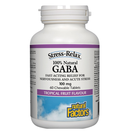 Natural Factors GABA - 100mg Natural - Tropical Fruit (60 chewable tabs)