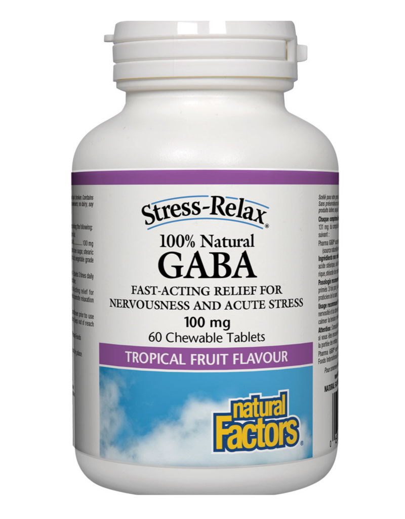 Natural Factors CANADIAN - GABA - 100mg Natural - Tropical Fruit (60 chewable tabs)