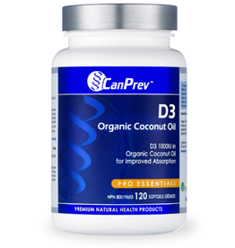 CanPrev Vitamin D - D3 1000IU in Organic Coconut Oil (120 softgels)