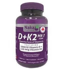 Naka Vitamin D - D + K2 Naka  (300 softgels)