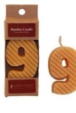 Candle - 100% Beeswax - Number 9