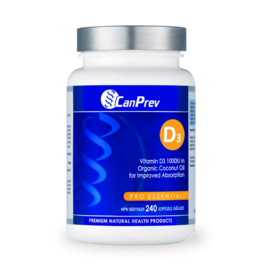 CanPrev CANADIAN - Vitamin D - D3 1000IU in Organic Coconut Oil (240  softgels)