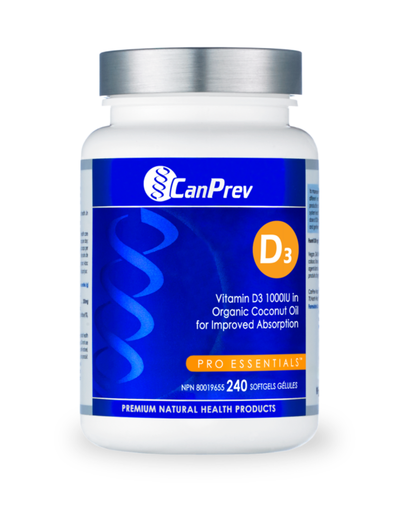 CanPrev CANADIAN - Vitamin D - D3 1000IU in Organic Coconut Oil (240  softgels)