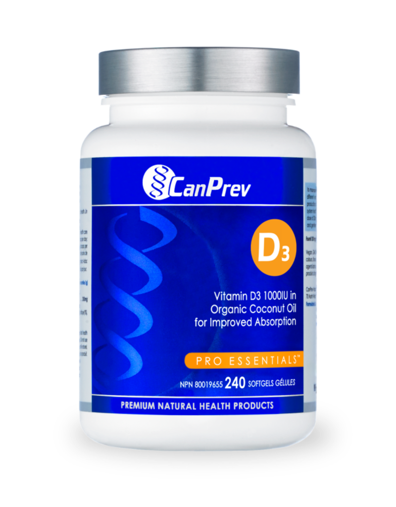 CanPrev Vitamin D - D3 1000IU in Organic Coconut Oil (240  softgels)