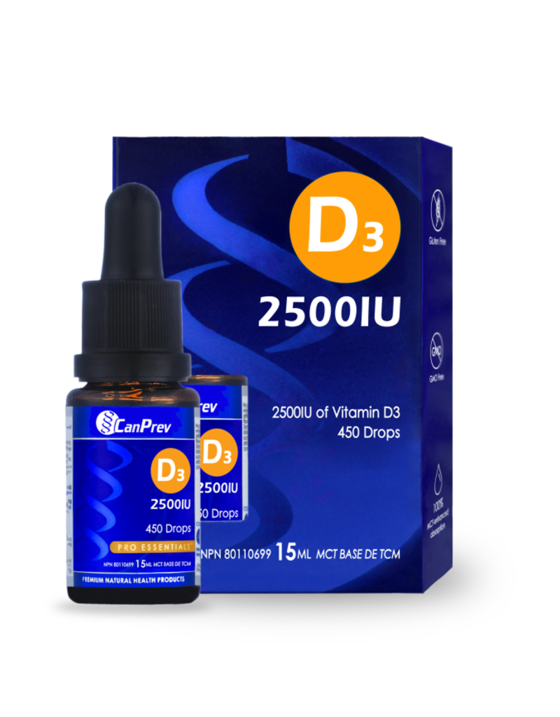 CanPrev CANADIAN - Vitamin D3 Drops - 2500IU (15ml)