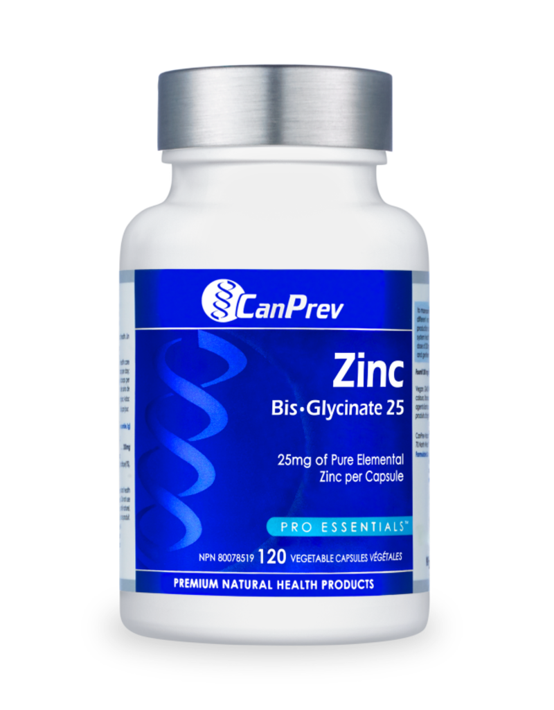 CanPrev CANADIAN -  Zinc Bis-Glycinate 25mg (120vc)