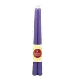 12" Taper Candle Pair 100% Beeswax - Violet