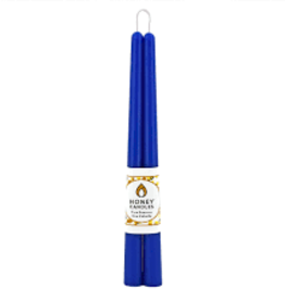 12" Taper Candle Pair 100% Beeswax - Blue
