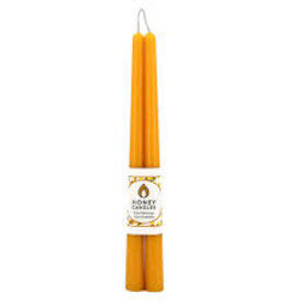 12" Taper Candle Pair 100% Beeswax - Natural