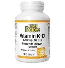 Natural Factors CANADIAN - Vitamin D3 1000IU & K2 120 mcg N.F (360 soft gels)
