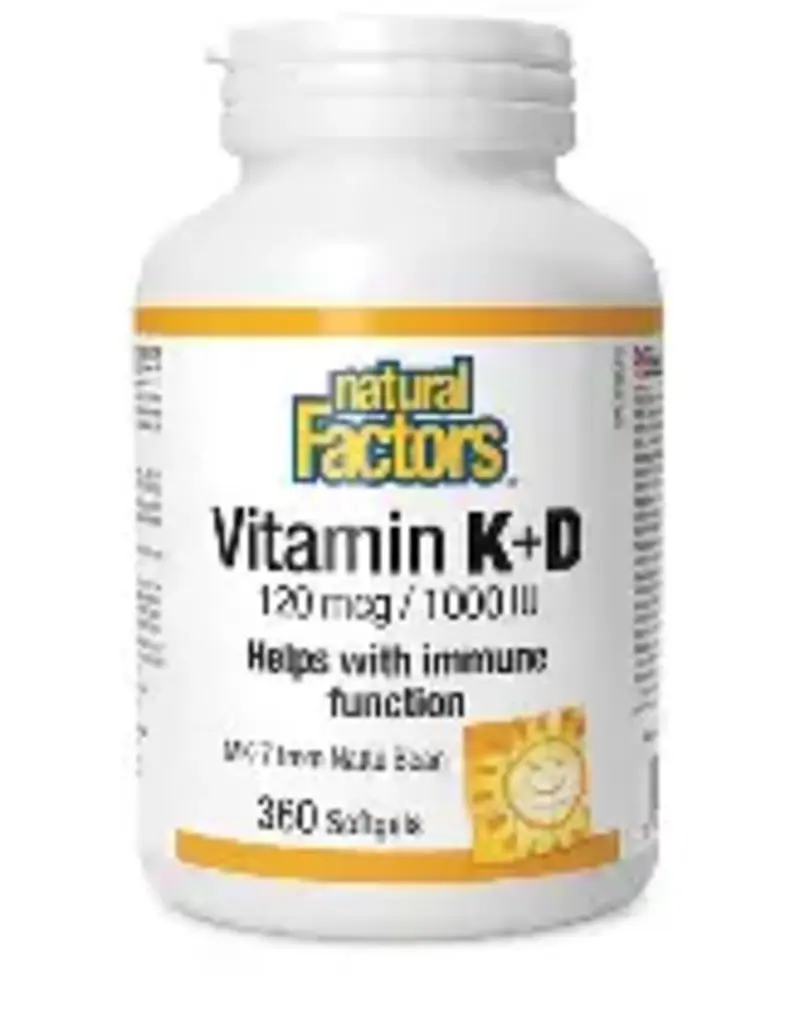 Natural Factors CANADIAN - Vitamin D3 1000IU & K2 120 mcg N.F (360 soft gels)