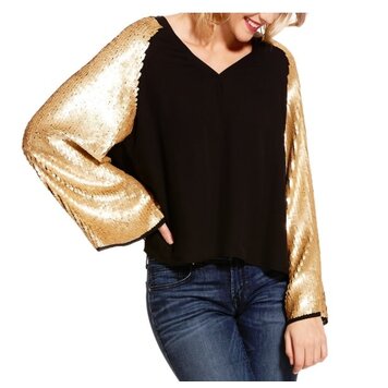 Ariat Ladies Gold Sequin Metallic Top