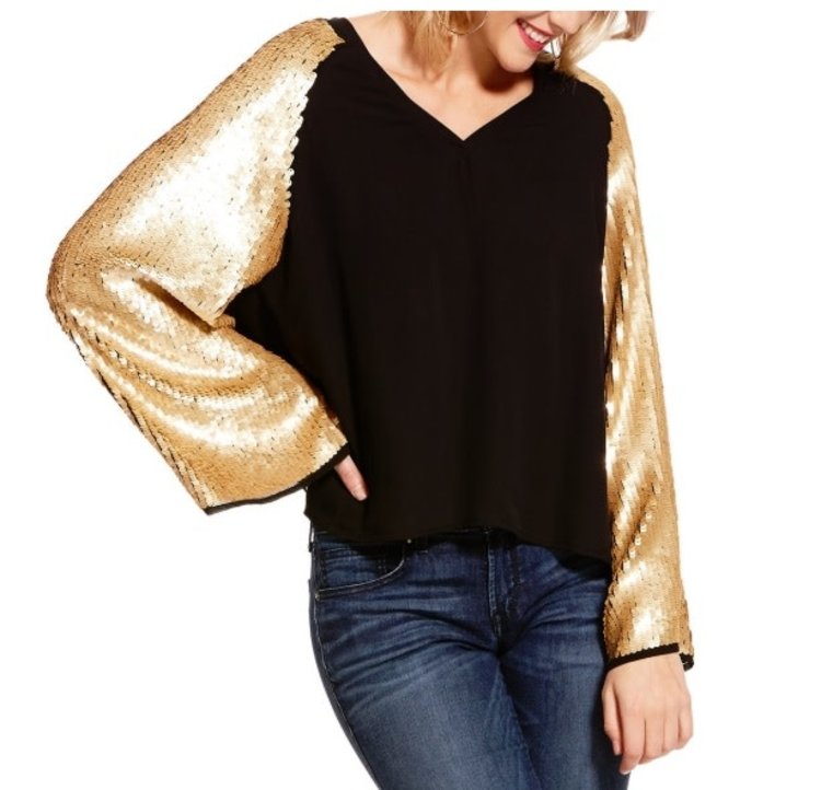 Ariat Ladies Gold Sequin Metallic Top