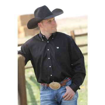 Cinch Solid Button Down Black