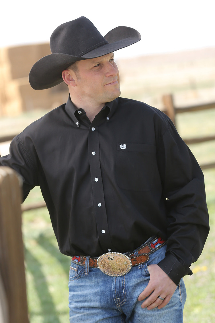 Cinch Solid Button Down Black