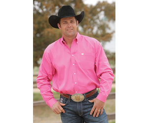 Cinch Men's Long Sleeve Solid Button Down Shirt - Pink