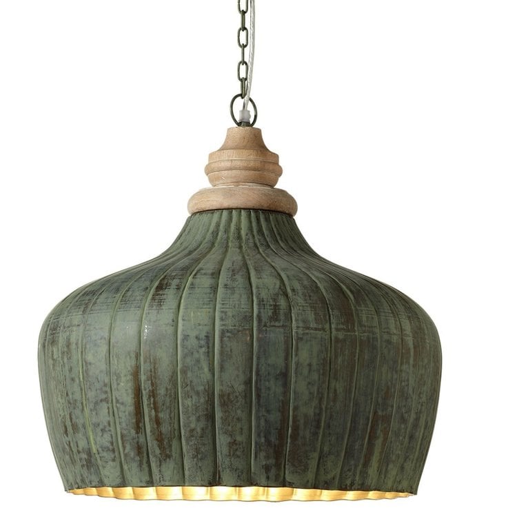 Ribbed Patina Pendant Light
