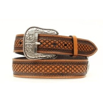 Ariat Accessories Mens Natural Basketweave and Beaded Inlay Belt