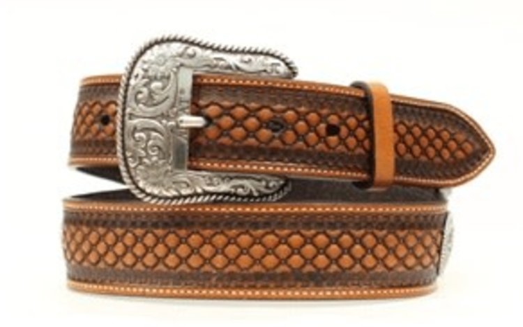 Ariat Accessories Mens Natural Basketweave and Beaded Inlay Belt