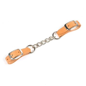 Single Curb Chain & Leather Straps 4"