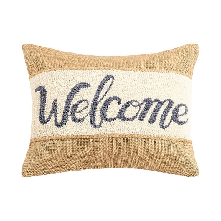 Welcome Burlap Hook Pillow