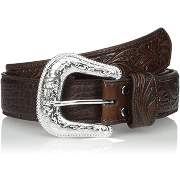 Nocona Bullhide Tooled Tabs Brown Belt