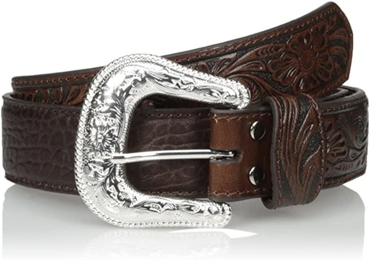 Nocona Bullhide Tooled Tabs Brown Belt