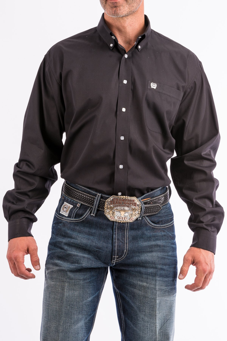 Cinch Solid Button Down Black