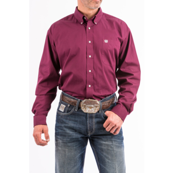 Cinch Solid Button Down Burgundy