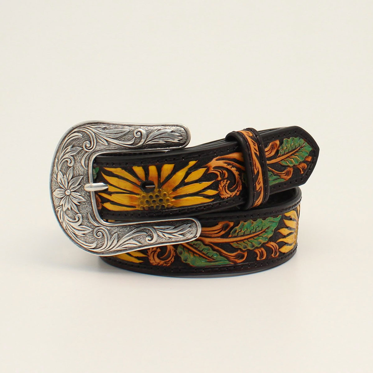 Nocona Painted Sunflower Tooled Belt
