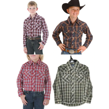 Wrangler Boys Western Plaid Shirt 201WAAL