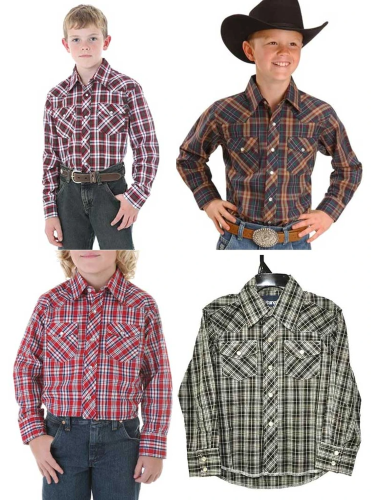 Wrangler Boys Western Plaid Shirt 201WAAL