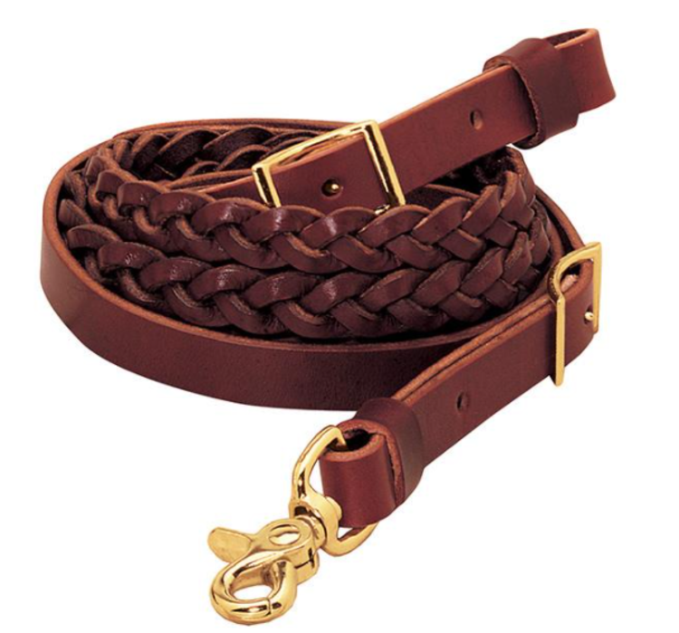 Weaver Leather Burgundy Classic 3-Plait Roper Reins 5/8"x8'