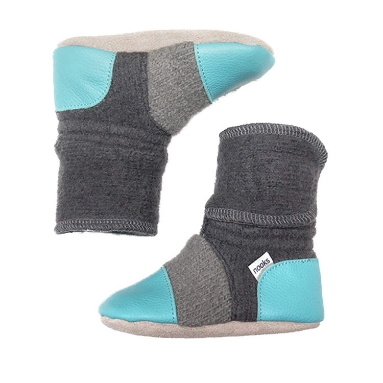 Nooks Design Felted Wool Booties | Lagoon