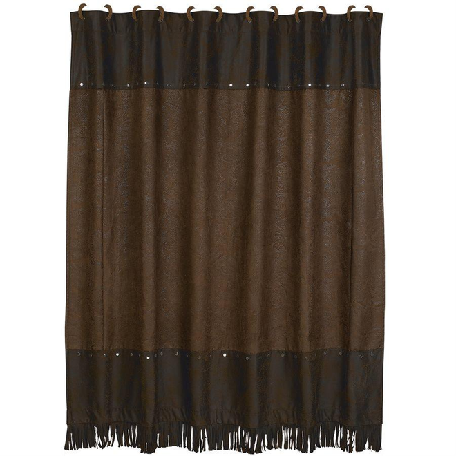 Faux Tooled Leather Shower Curtain Chocolate