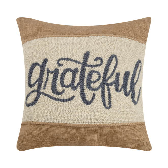 Grateful Burlap Hook Pillow