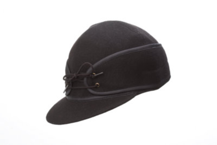 Crown Cap Wool Blend Railroad Hat Black