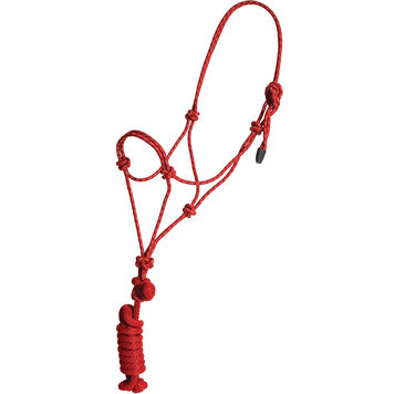 Mustang Mountain Rope Halter & Lead Red/White