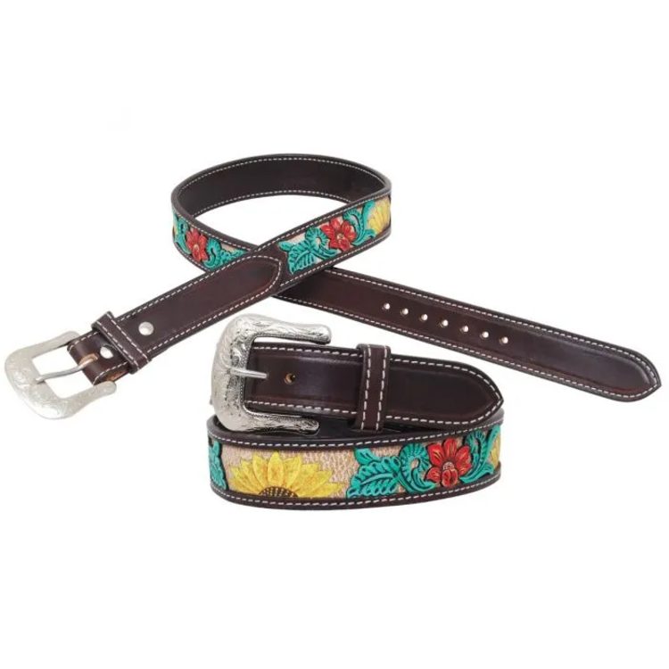 Circle Y Rising Sunflower Filigree Flower Belt