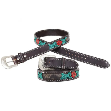 Circle Y Cactus Flower Painted Belt