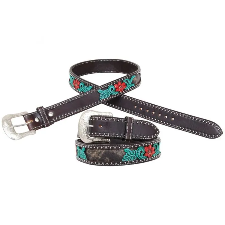 Circle Y Cactus Flower Painted Belt