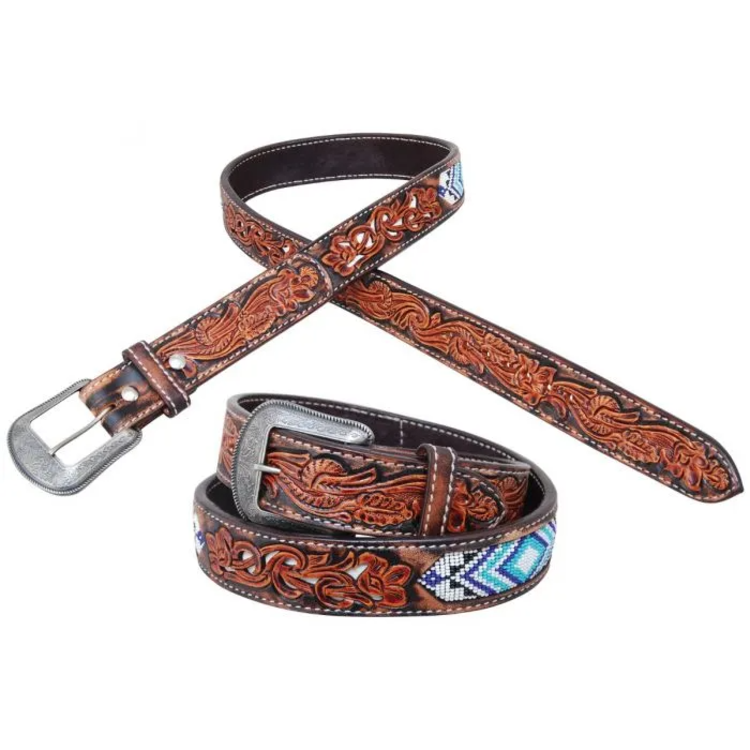 Circle Y Blue Diamond Beaded Belt