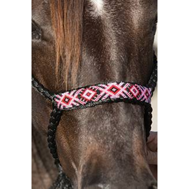 Cowboy Braided Rope Halter Black/ Pink