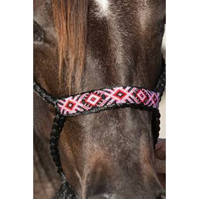 Cowboy Braided Rope Halter Black/ Pink