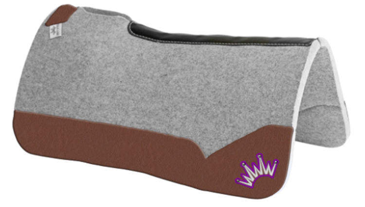 Best Ever Pads Kush 28x28 3/4" Brown Leather Purple/ Silver Crown