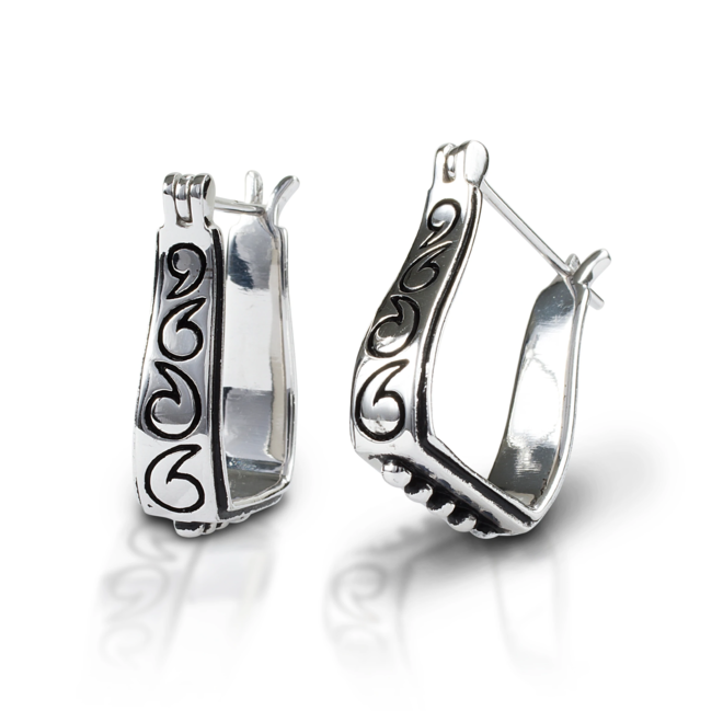 Engraved Stirrup Earring Sterling Silver