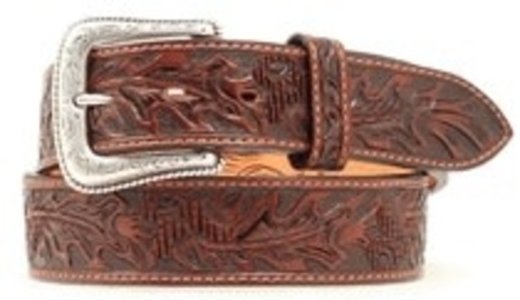 Nocona Mens Acorn Design Tooled Leather Belt