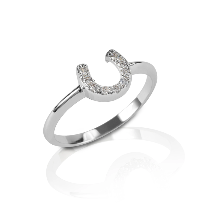 Clear Horseshoe Ring Sterling Silver