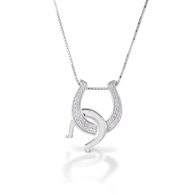 Clear Double Horseshoe Necklace Sterling Silver