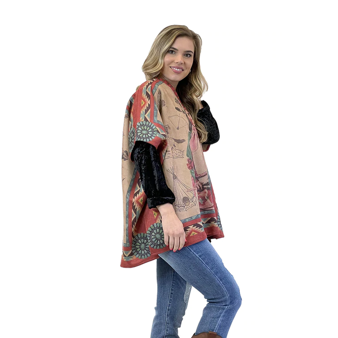 Indian Print Poncho Multi Color